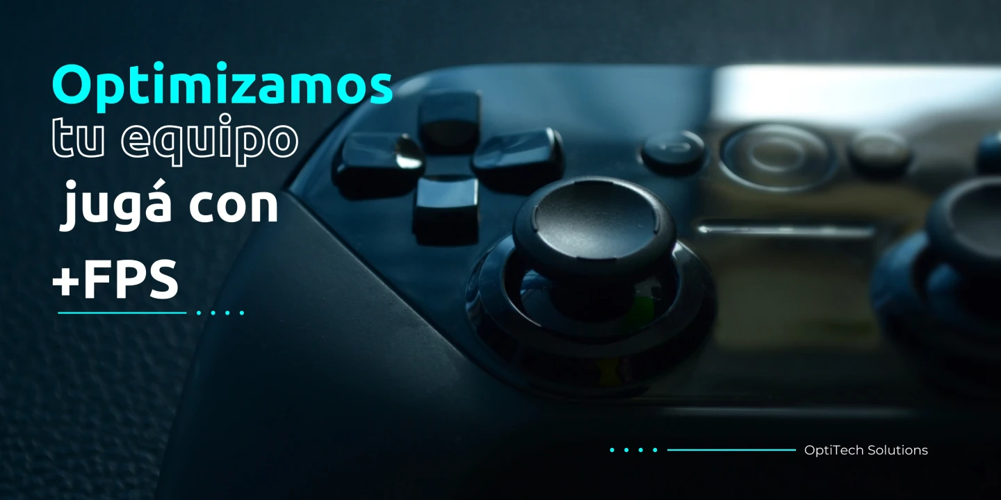 un joystic de fondo y una frase que indica que optimizamos tu PC para un mejor rendimiento en juegos